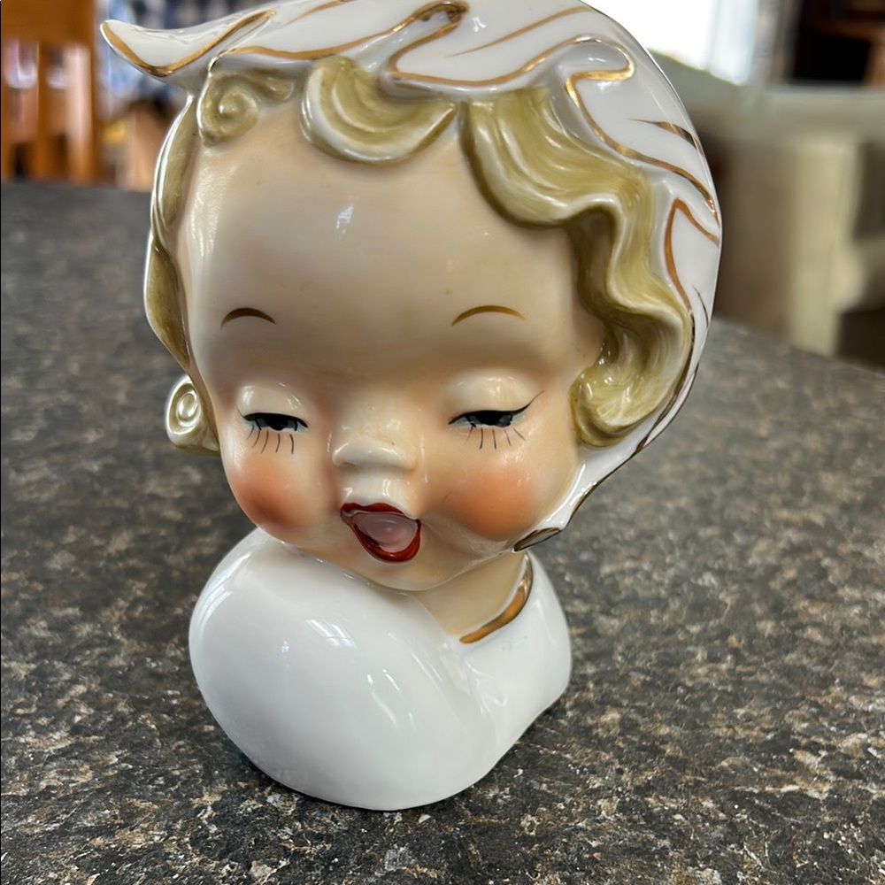 Vintage Ceramic Girl Head Vase